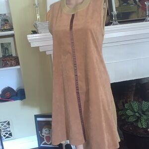 Super cute mini tunic dress. Tan suede knit